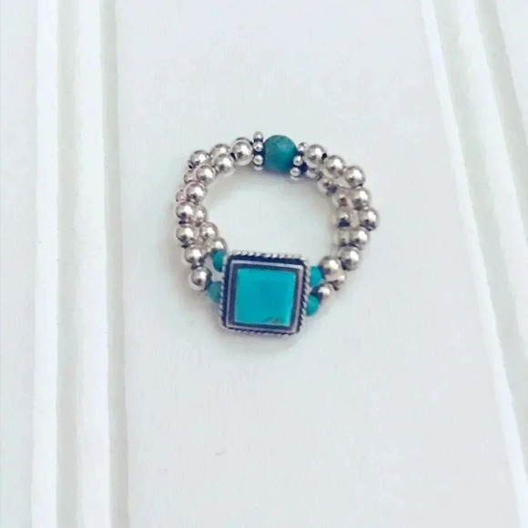 Silpada sterling silver beaded turquoise ring - Picture 1 of 3